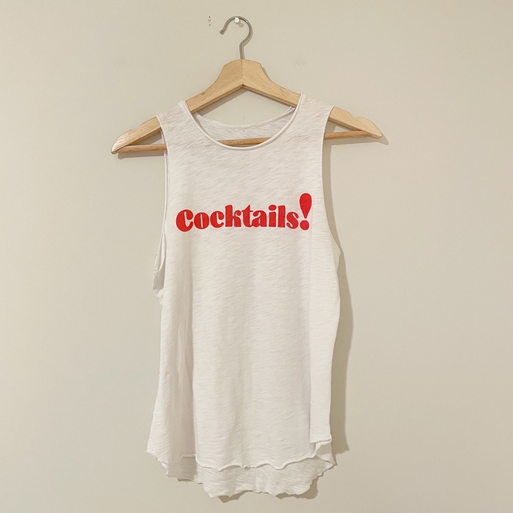 Grayson Threads Cocktails! White Raw Hem Tank Top